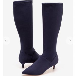 Boden- Kitten Heel Stretch Boots - Navy - Size 7 NWT